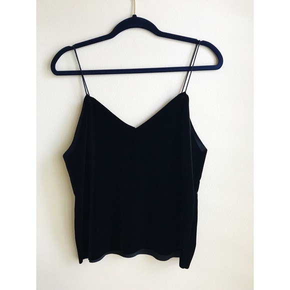 Black velvet v neck top - Picture 1 of 2
